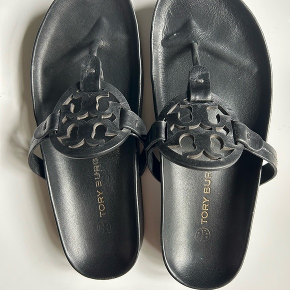 Tory Burch Black Logo Slides - Picture 1 of 5